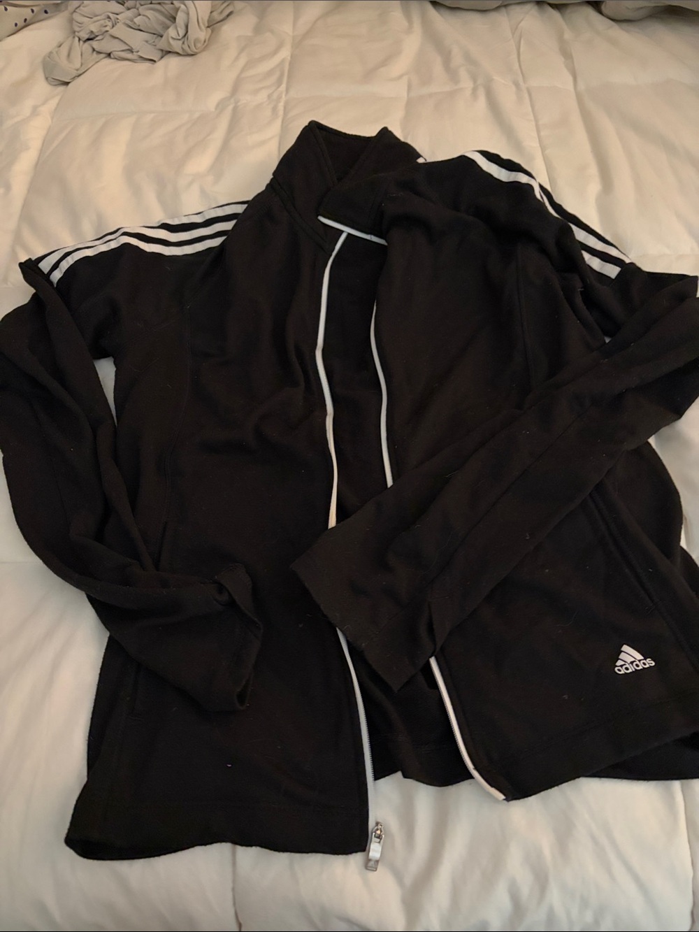 adidas Black Jacket with White Stripes